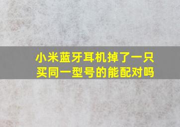 小米蓝牙耳机掉了一只 买同一型号的能配对吗